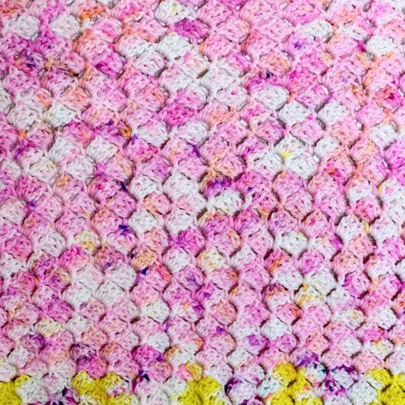 Triangle Shawl‎ Wrap Scarf Handmade Crocheted  Bright Colors Pink Yellow Blues - Picture 10 of 11